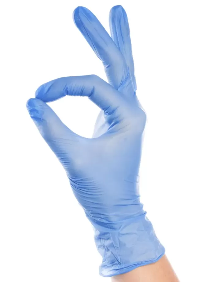 Перчатки неопудренные винил, голубые, L, 50пар /10