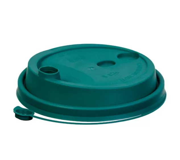 Крышка д/стаканов темно-зеленая с питейником и застежкой 80мм 50шт/упак /20