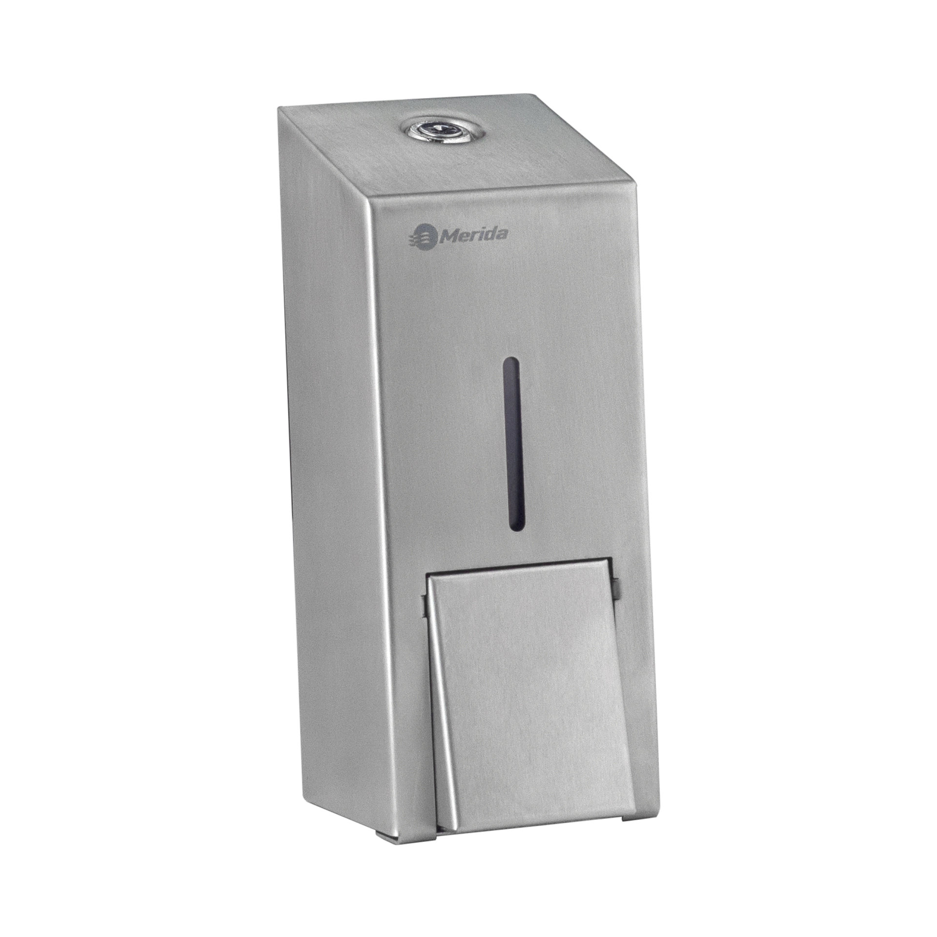 Механический дозатор жидкого мыла металлический «MERIDA STELLA R» MINI (матовый) 500 мл