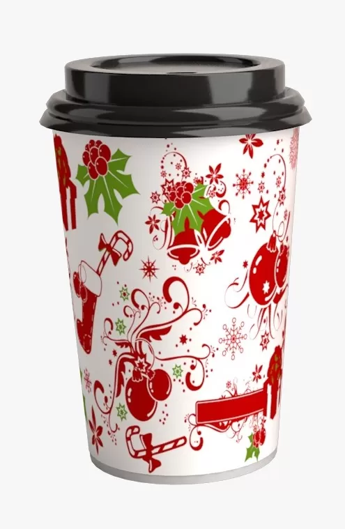 Стакан бум д/гор.1сл Новогодний Подарок 250мл, D80мм /50шт/упак /20